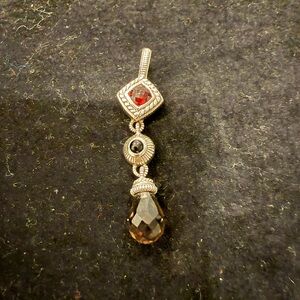 Judith Ripka Sterling silver enhancer with garnet onyx and smoky topaz